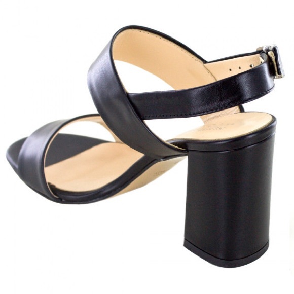 Black Italian Leather Chunky Heel Sandal - Picture 2 of 5